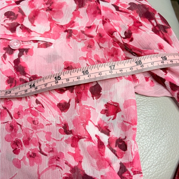 Kut from the Kloth Pink Floral Cherry Blossom Mesh Button Up Blouse Size Xs - Picture 6 of 8